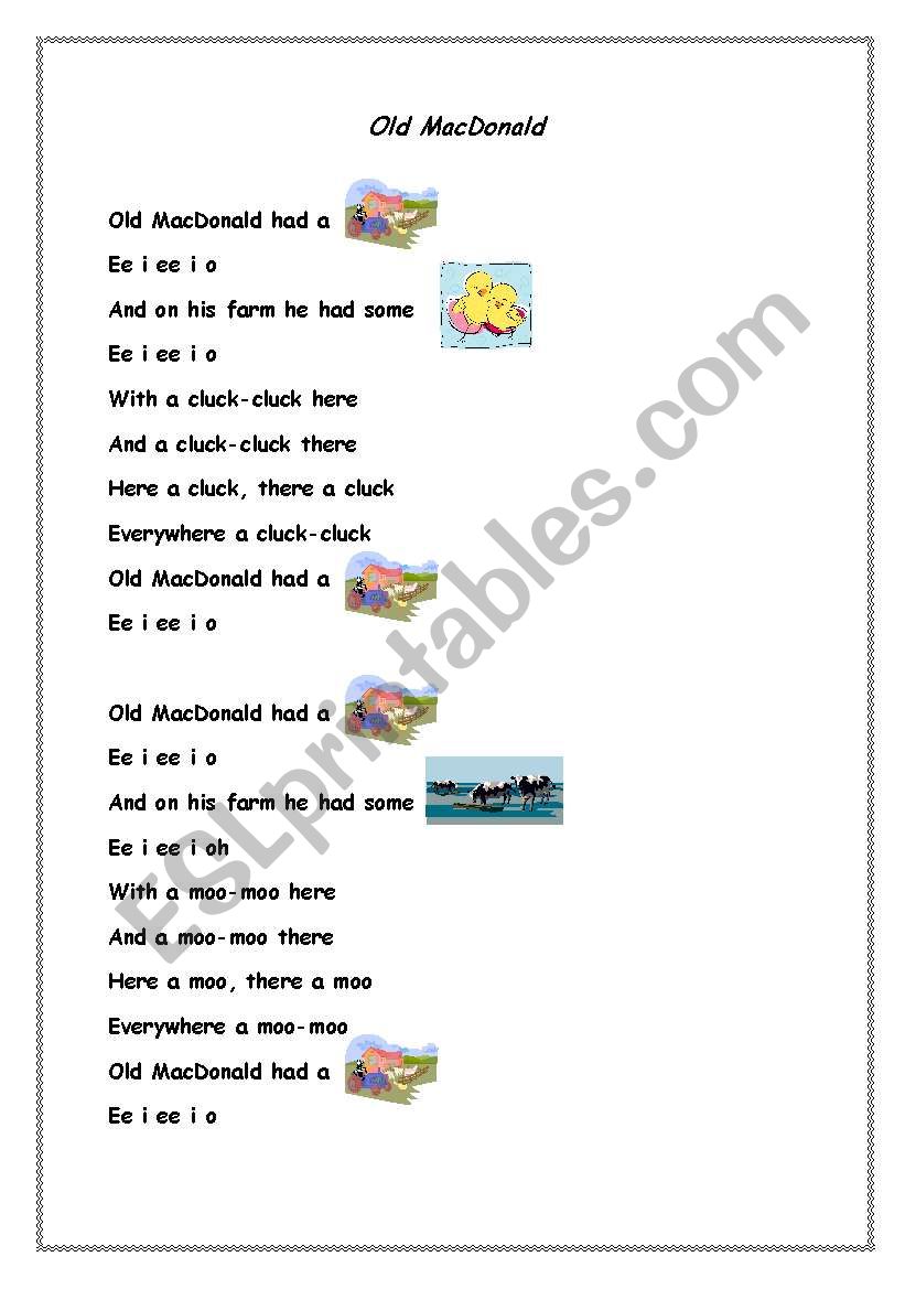 Old MacDonald Lyrics with Pictures