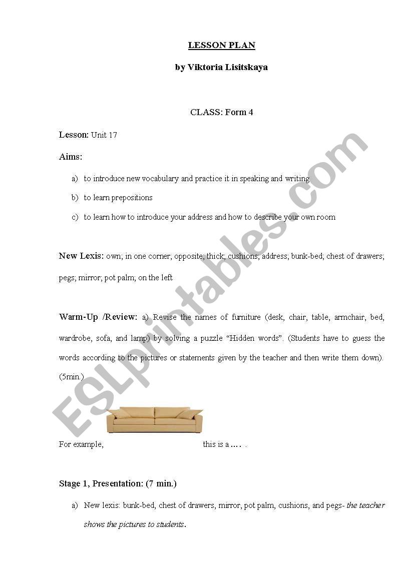 Lesson plan worksheet