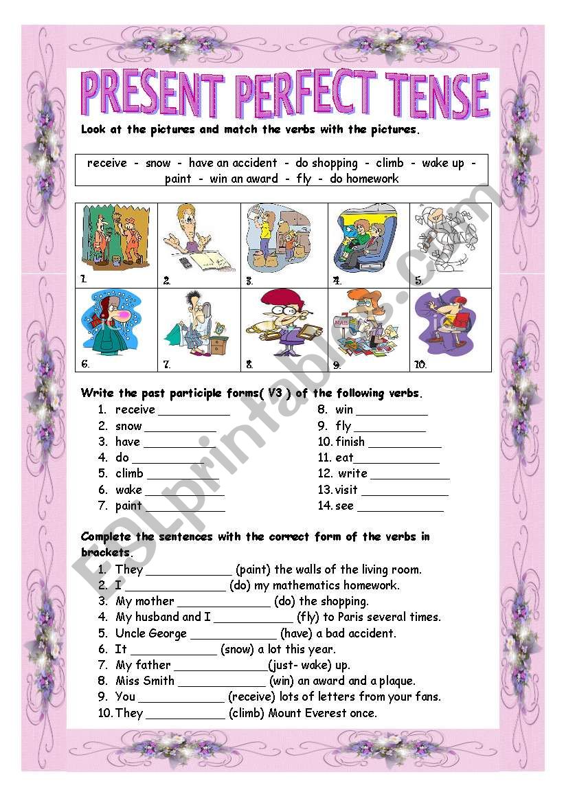 Worksheet 1 2 Present Perfect Tense Answers