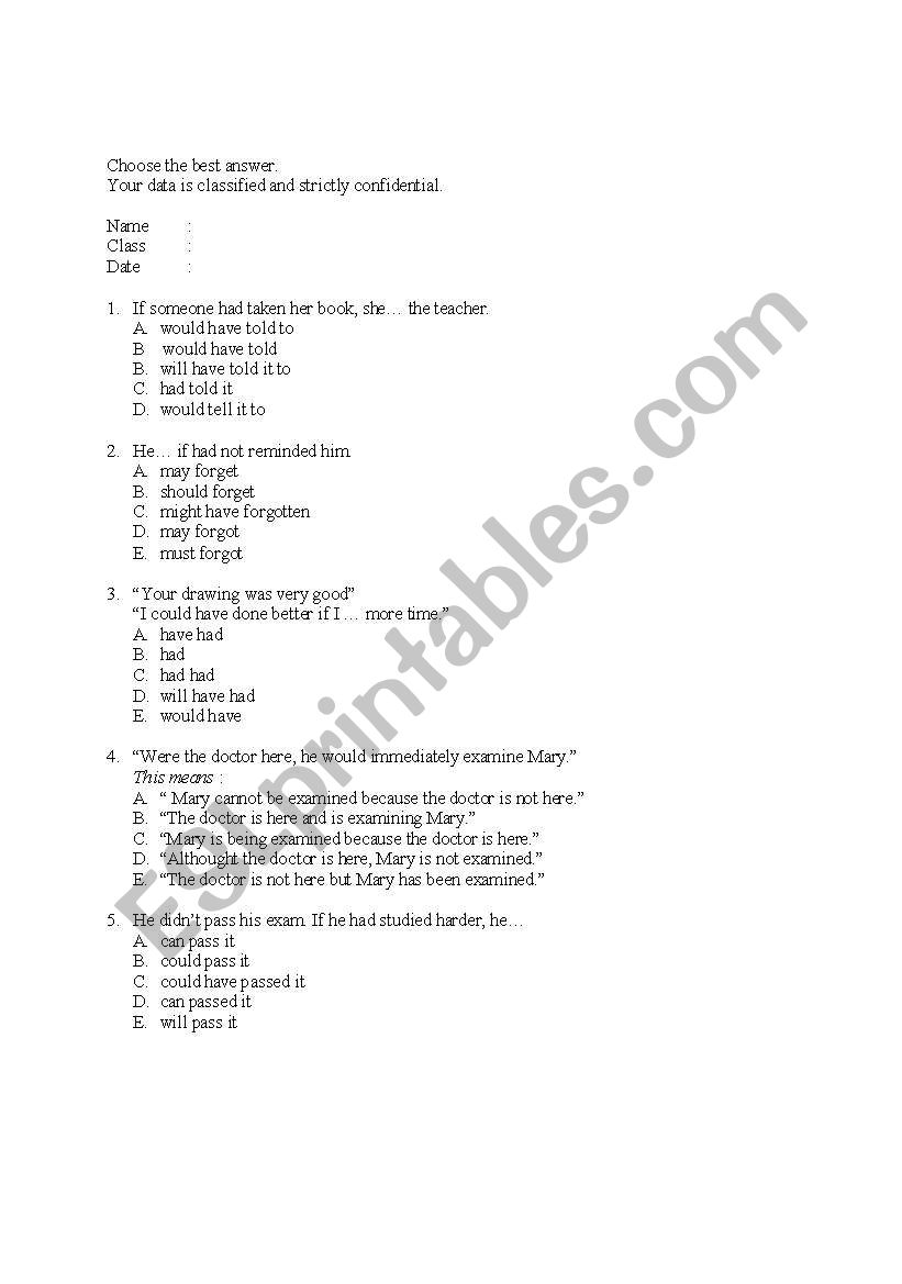 conditional sentences worksheet