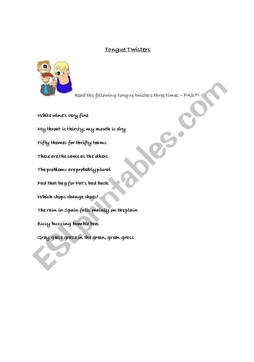 Tongue Twisters worksheet