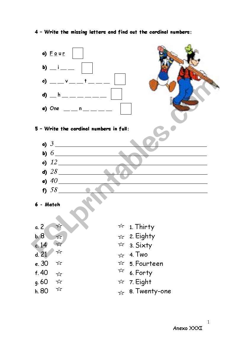 Numbers worksheet