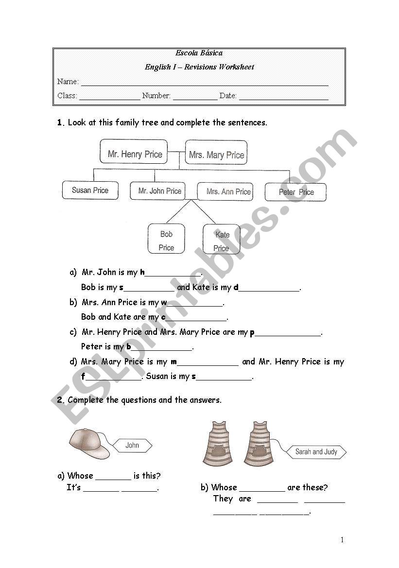 The family worksheet