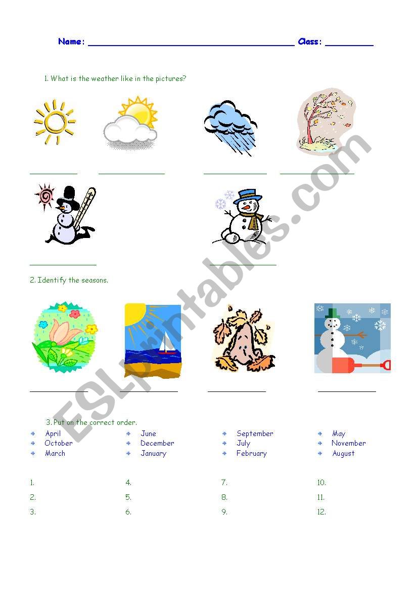 seasons  worksheet