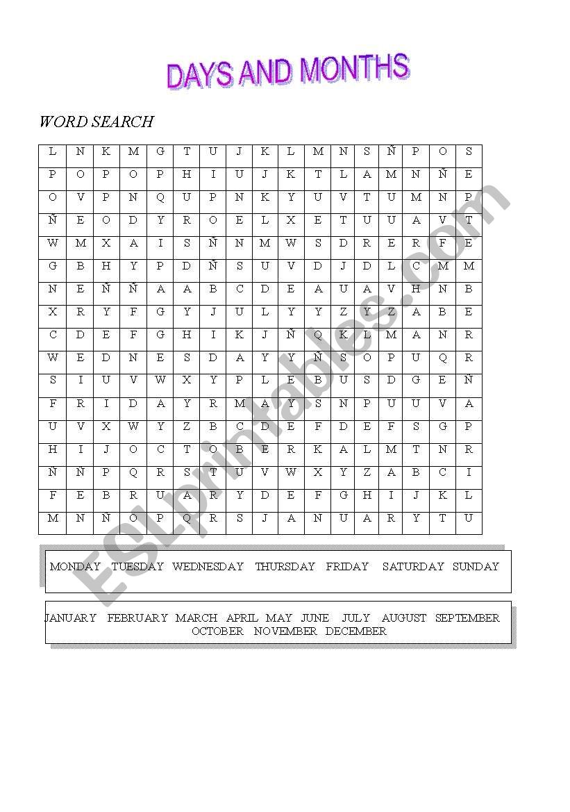 WORD SEARCH worksheet