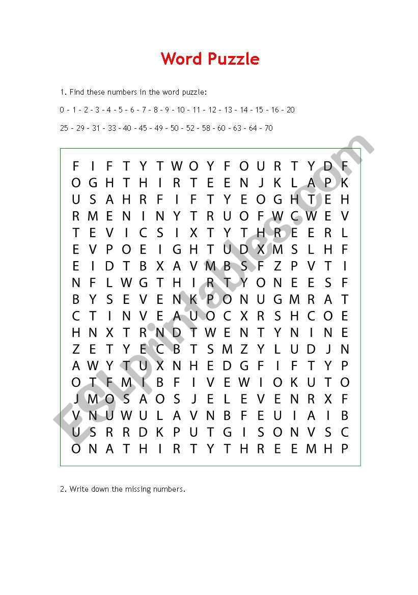 Word Puzzle worksheet