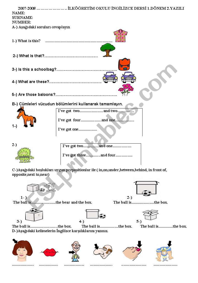 4th Grade ESL Quiz worksheet