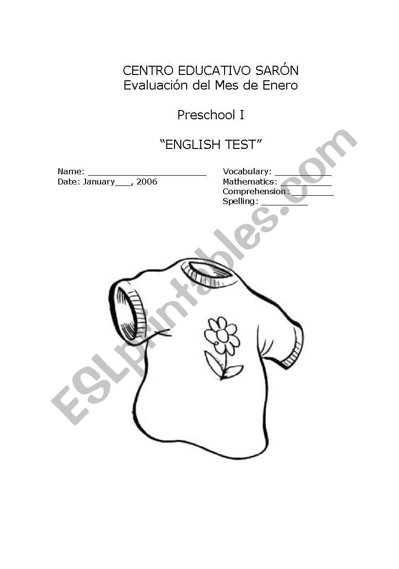 Kindergarten test worksheet