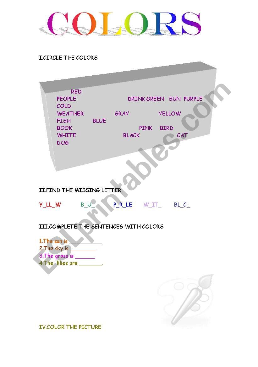 colors worksheet