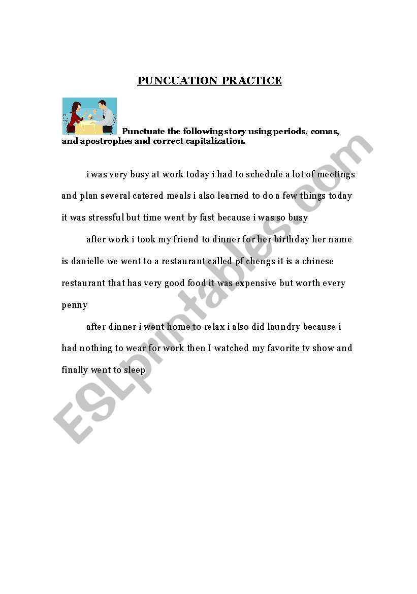 Punctuation Practice worksheet