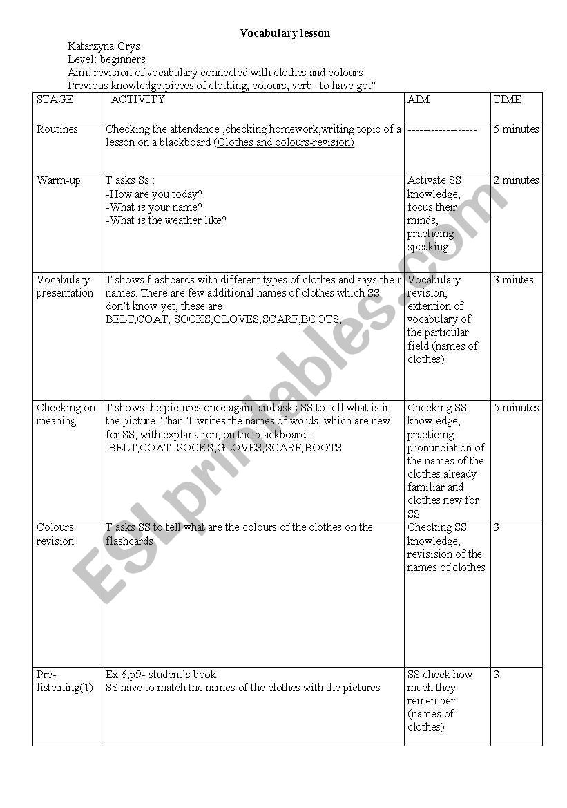 clothes and colours- revision worksheet