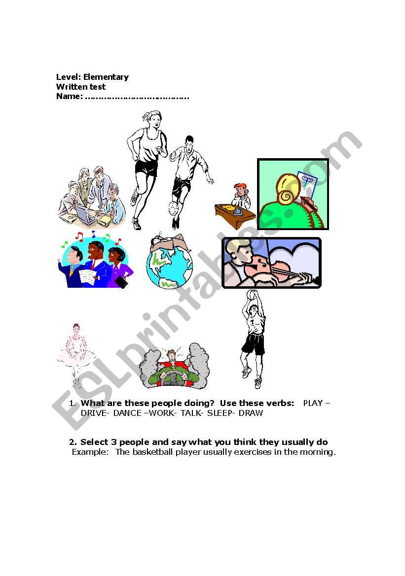 Test simple present vs. present continuous