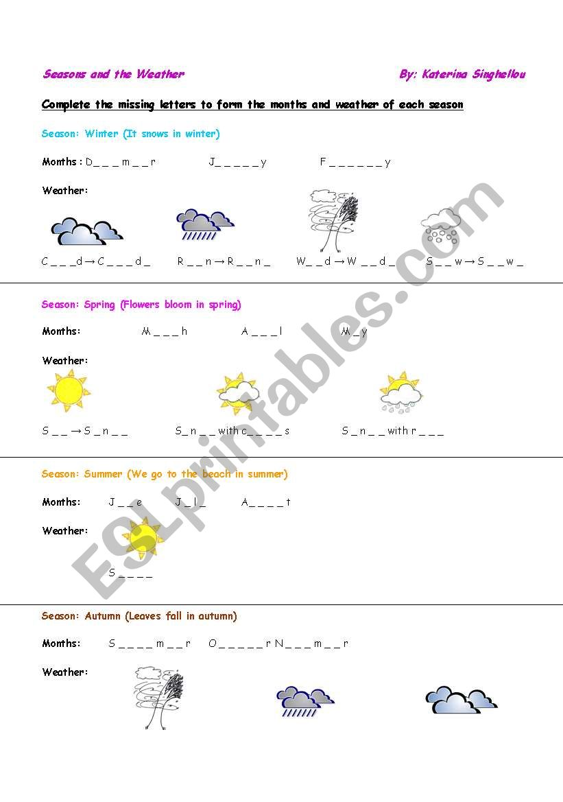 Seasons and Weather worksheet