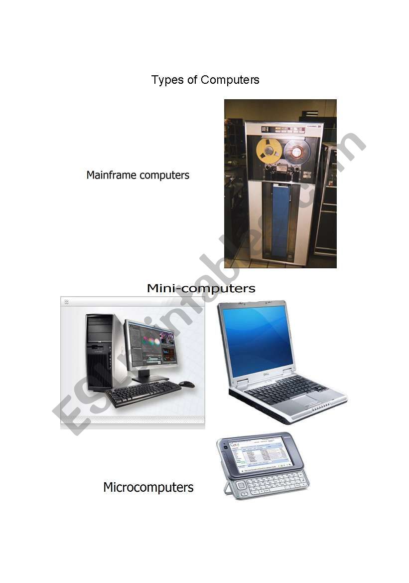 Types of Computers  worksheet