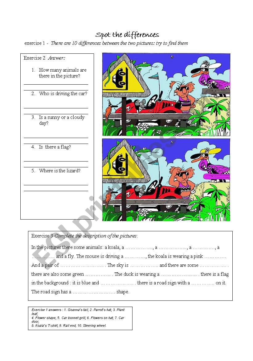 spot the difference worksheet