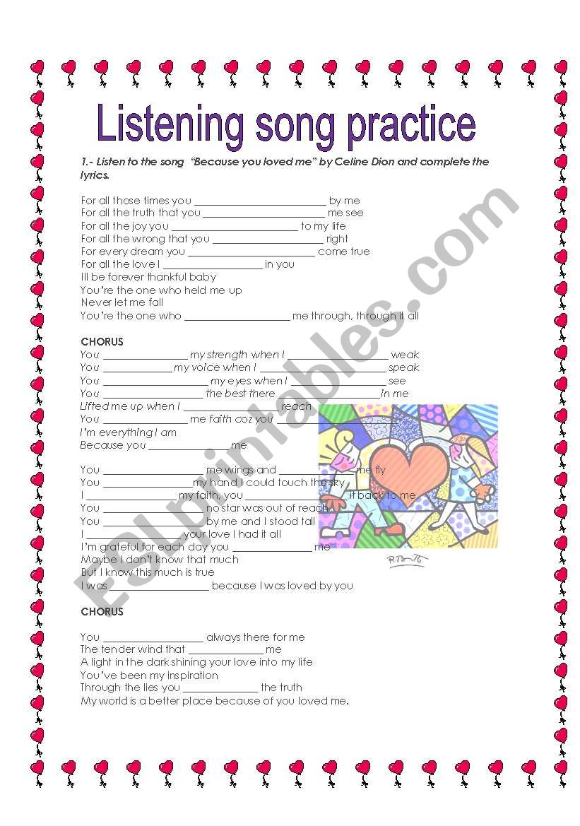 listening song practice worksheet