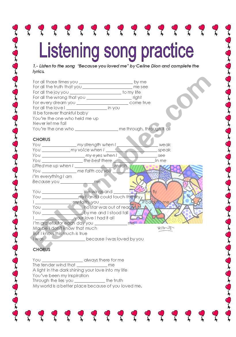 worksheet for students listening to presentations