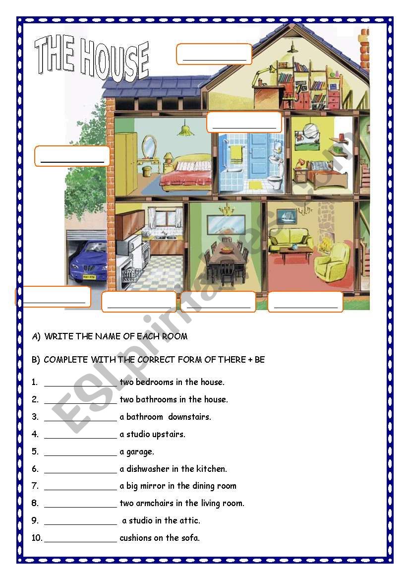 THE HOUSE / THERE + BE worksheet