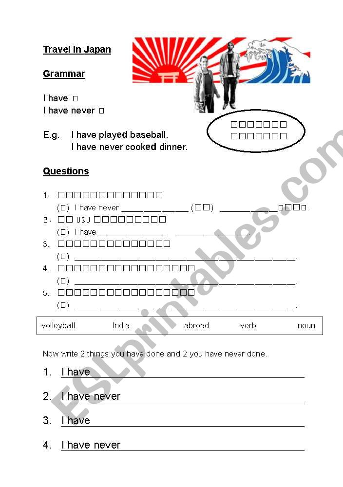 Travel in Japan worksheet