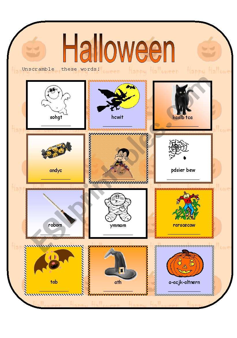 Halloween - Scrambled Words worksheet