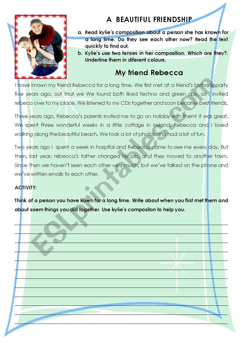 A BEAUTIFUL FRIENDSHIP worksheet