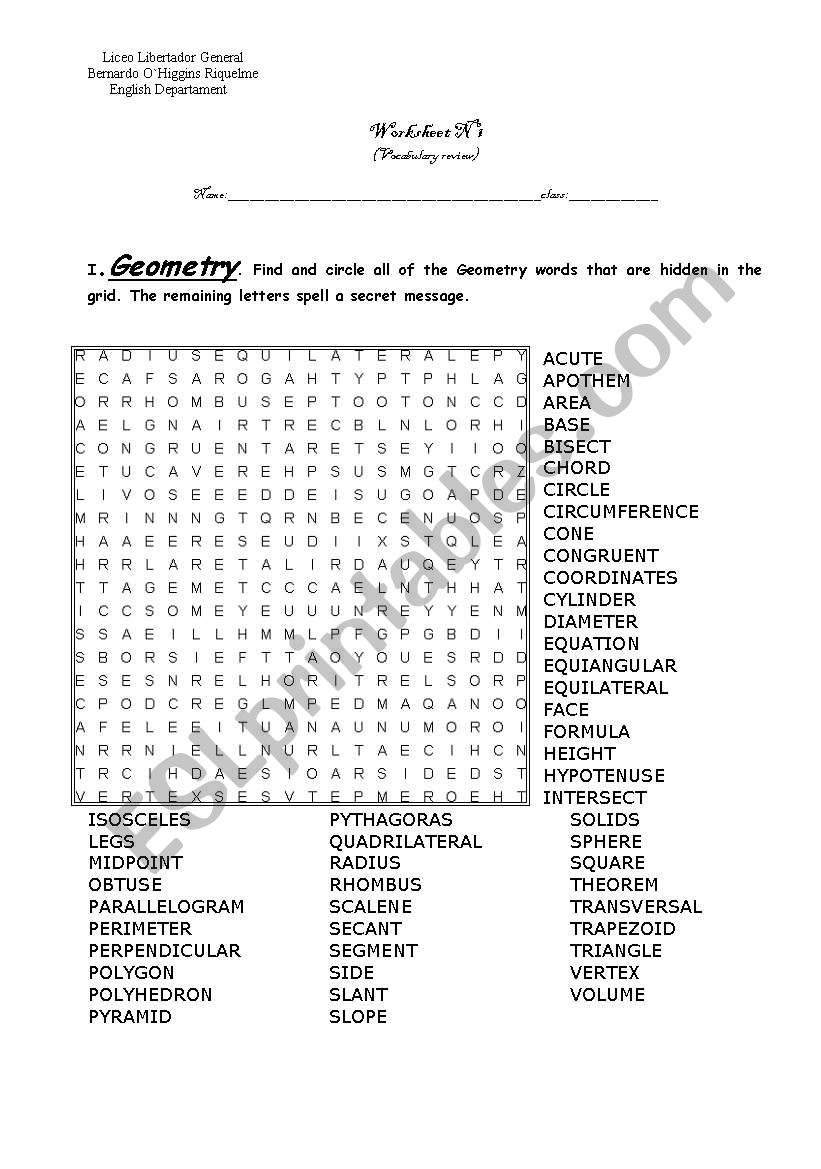 vocabulary review worksheet