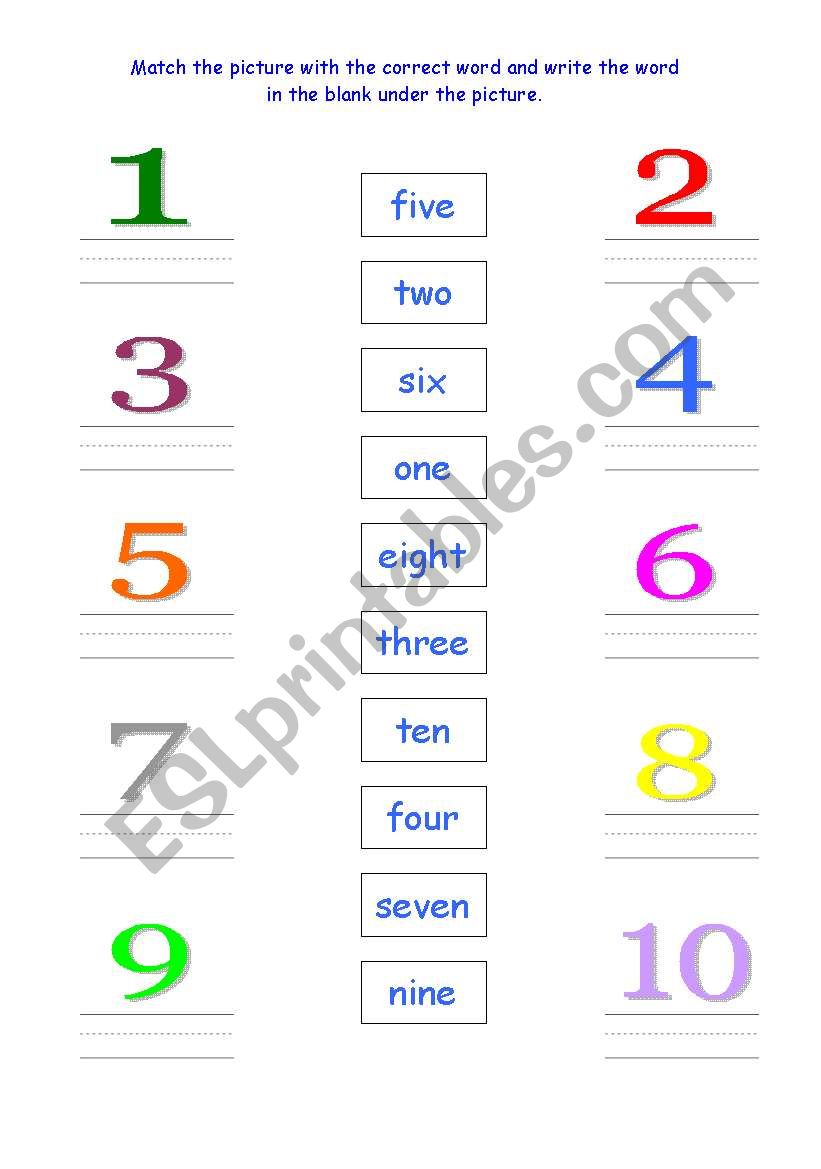 Numbers 1 - 10 worksheet