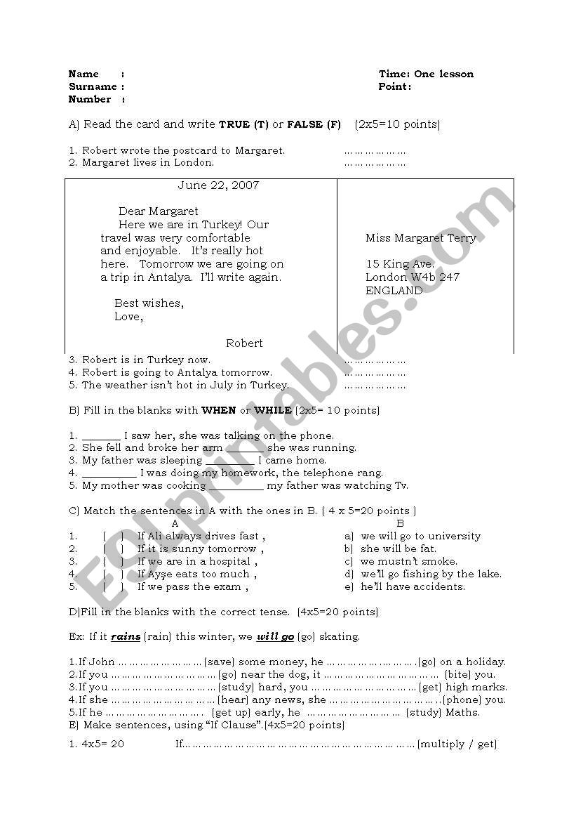 AN EXAM ABOUT MIXED TOPICS worksheet