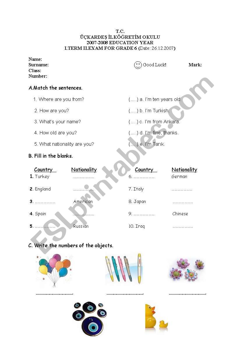 grammar worksheet