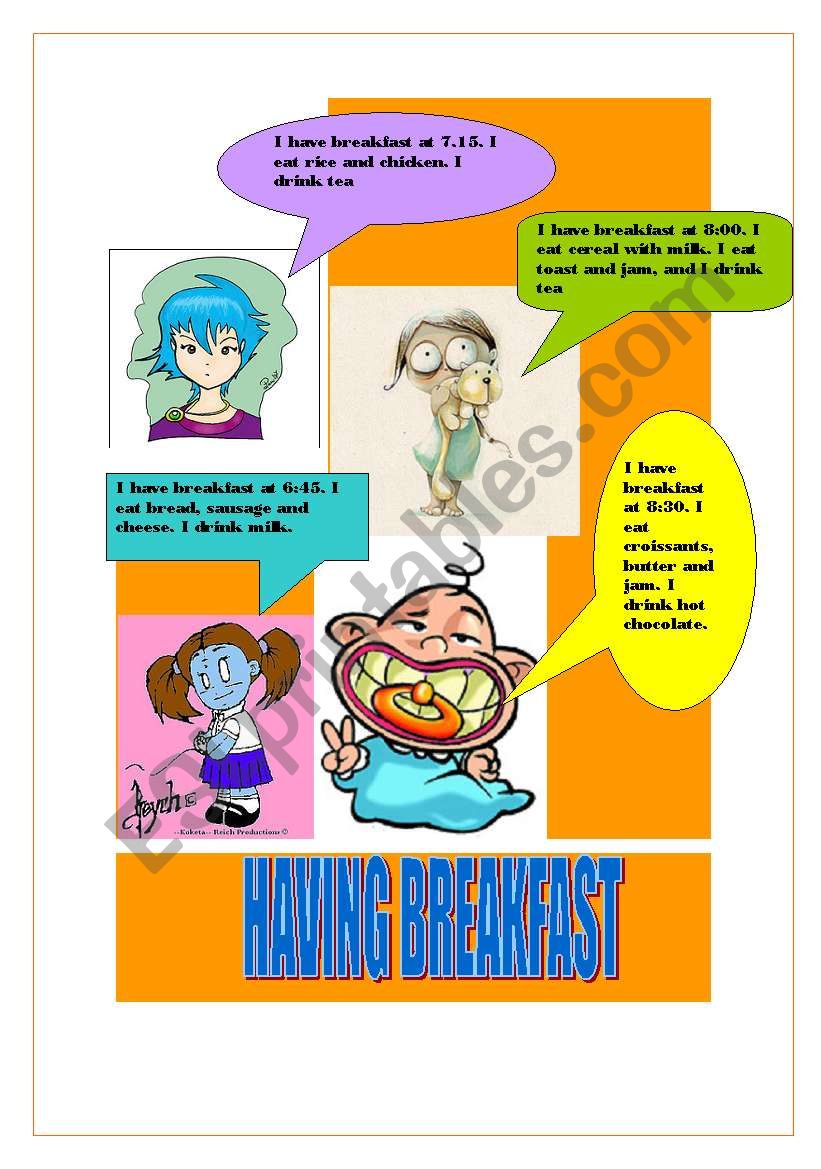 HAVING BREAKFAST (2 pages) worksheet