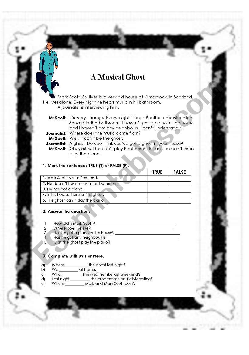 A musical ghost worksheet