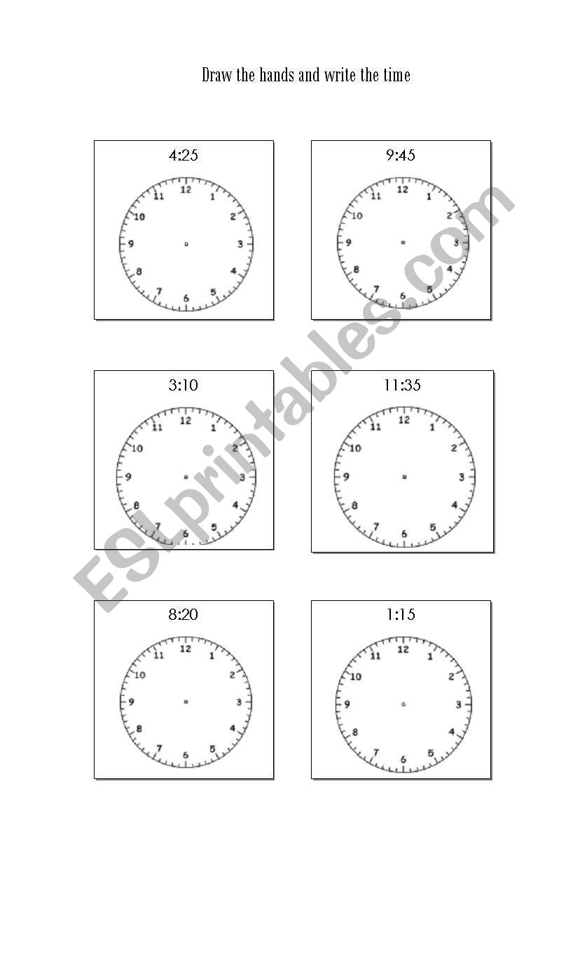 Clock Template worksheet