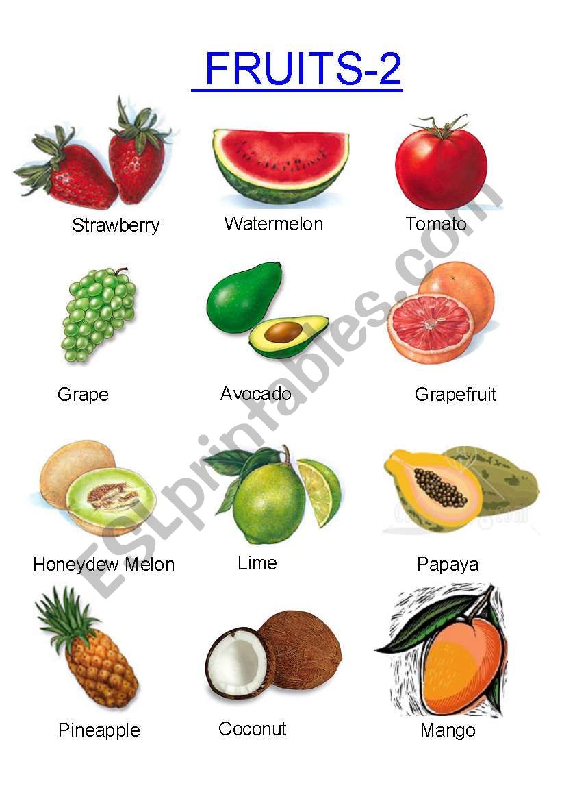 Fruits -2 worksheet