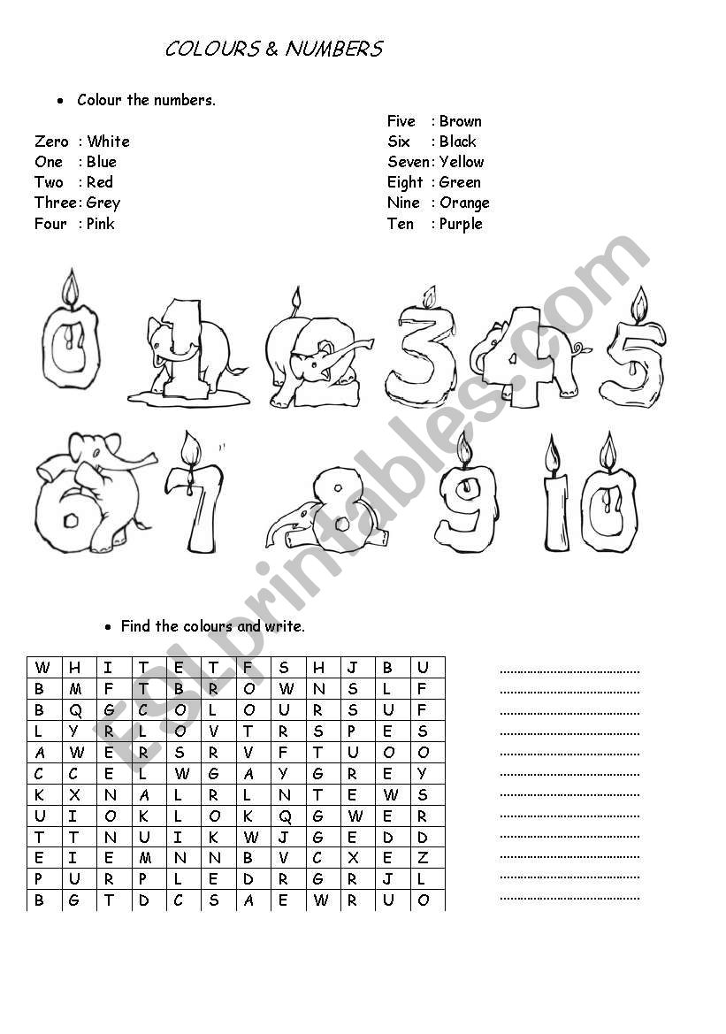 numbers and colors worksheet