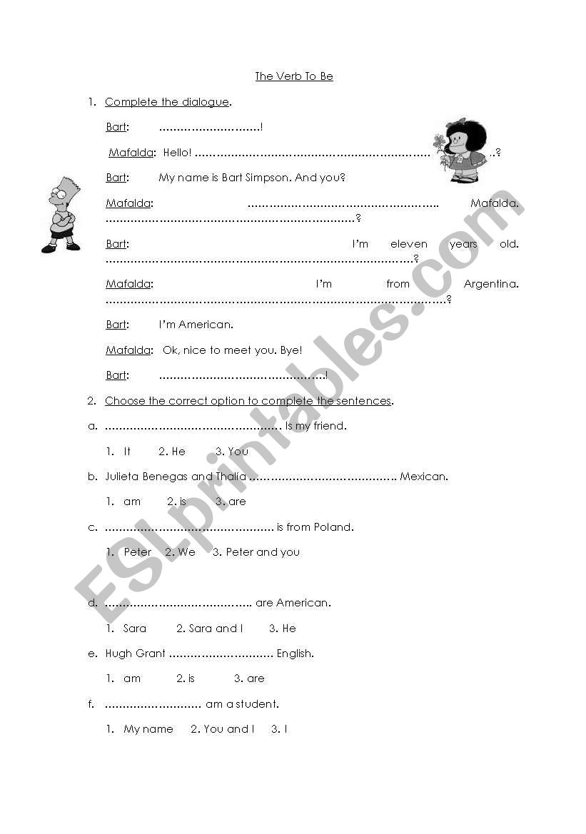 Verb To Be worksheet