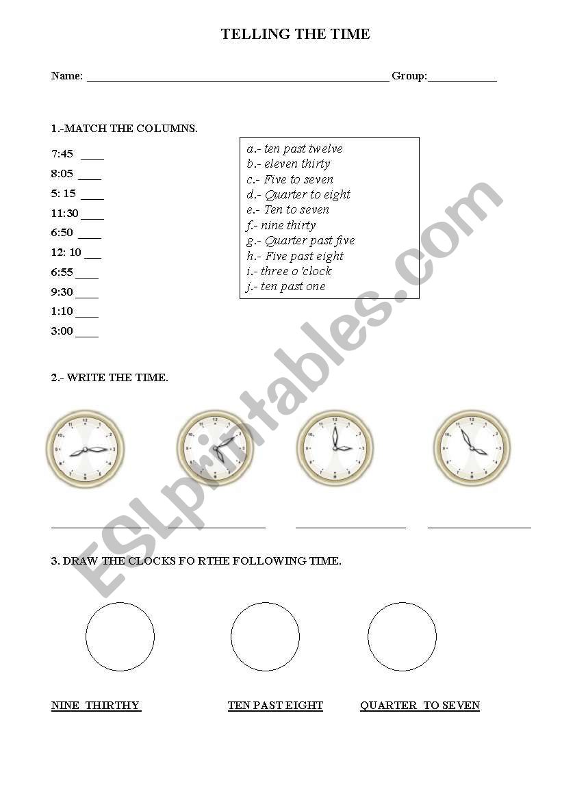 TELLING THE TIME  worksheet