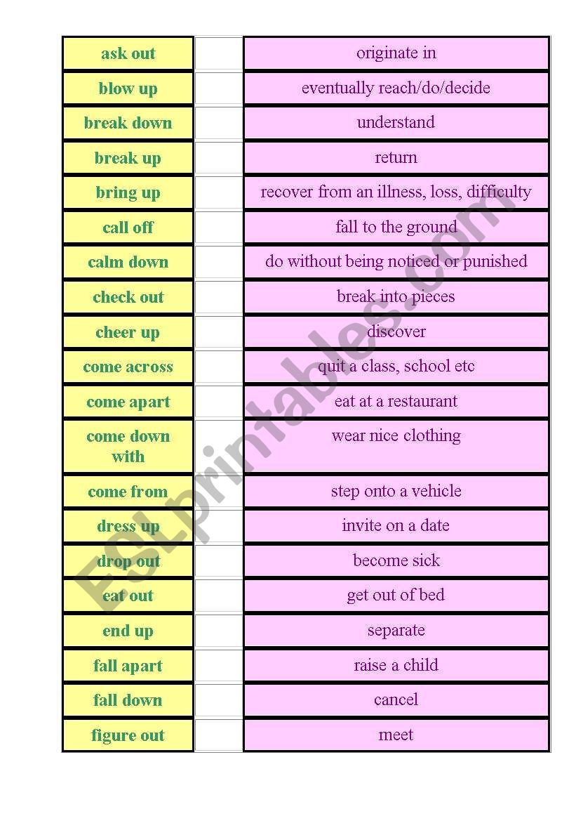 phrasal verbs worksheet