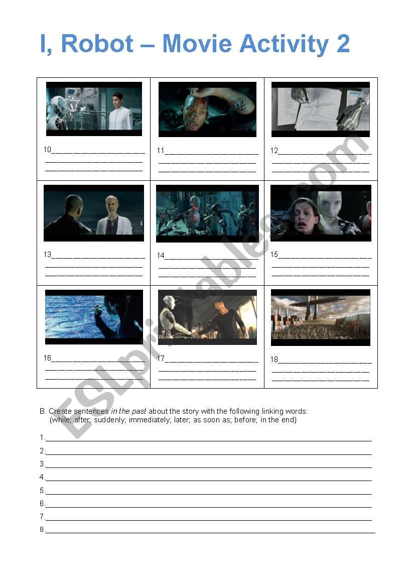 I, Robot - Movie Activity 2 worksheet I, Robot - Movie Activity 2 worksheet