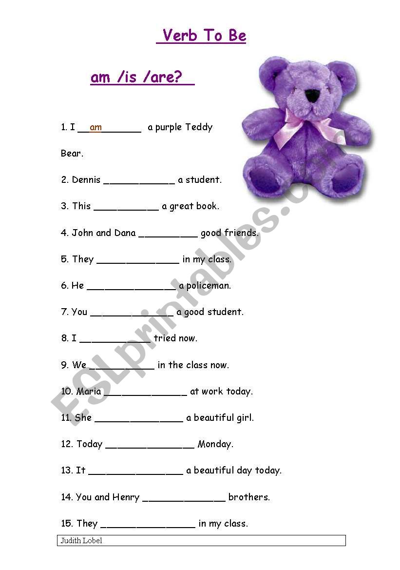 Verb To Be worksheet