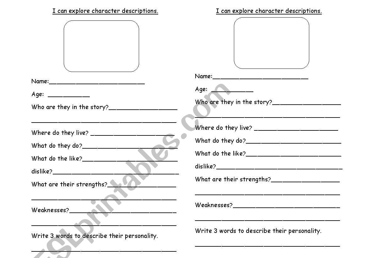 Character development worksheet