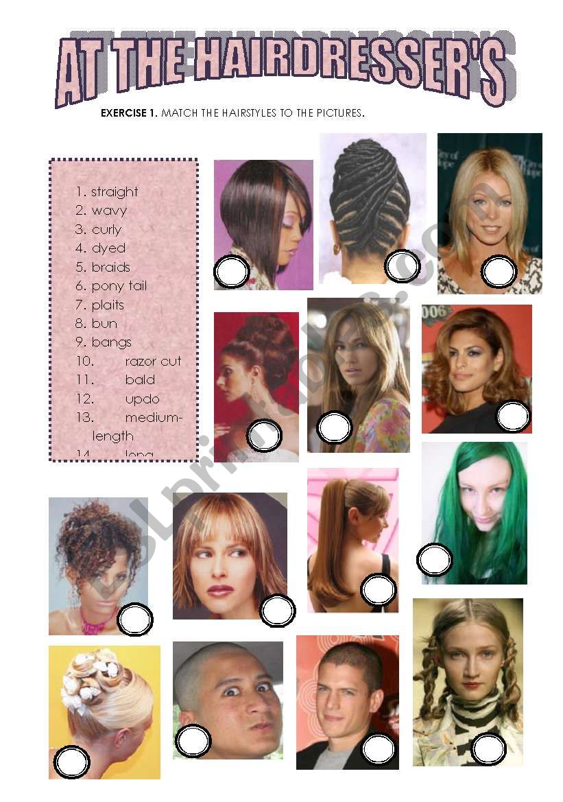 AT THE HAIRDRESSERS worksheet