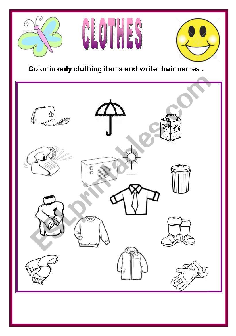 clothes worksheet
