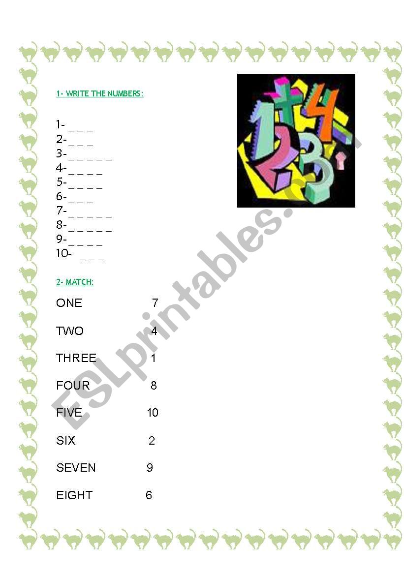 numbers worksheet