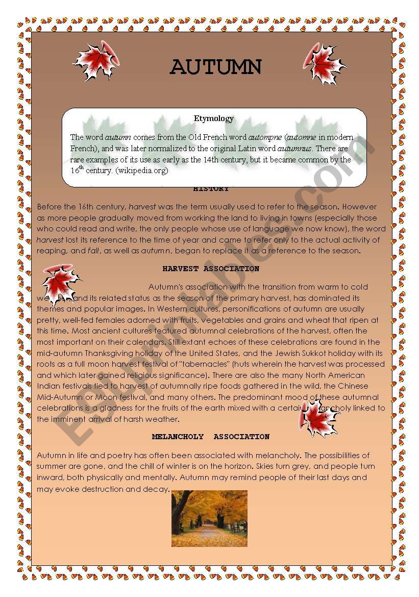 Autumn worksheet