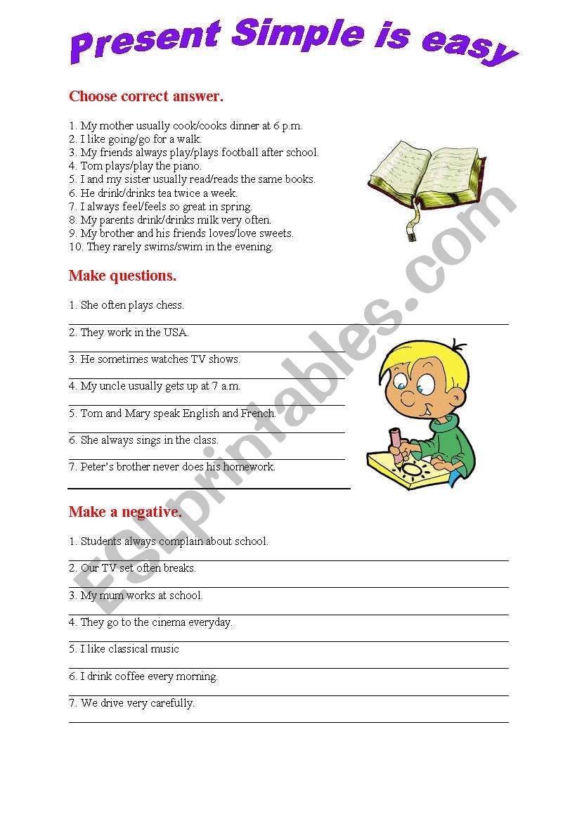 Present simple exercises worksheet