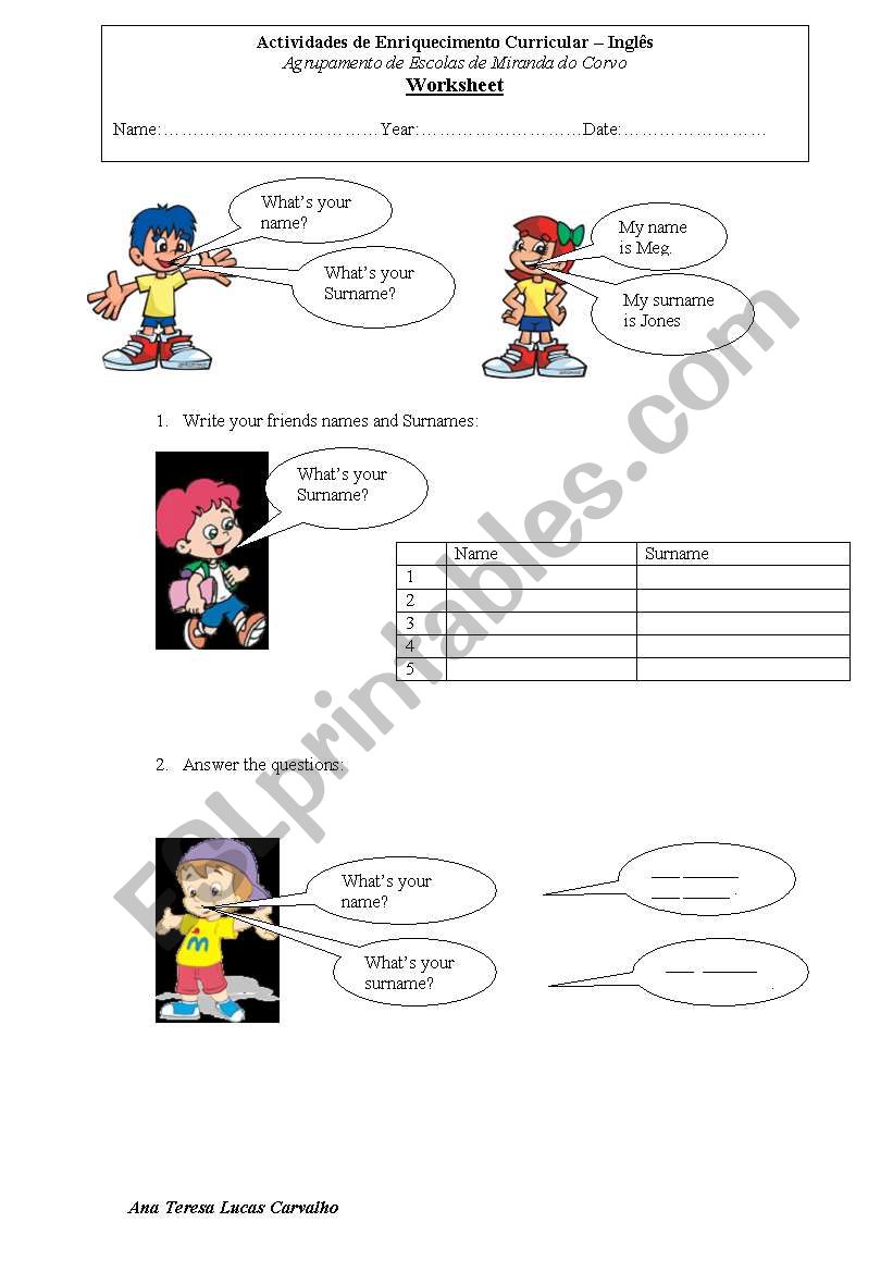 Introductions worksheet