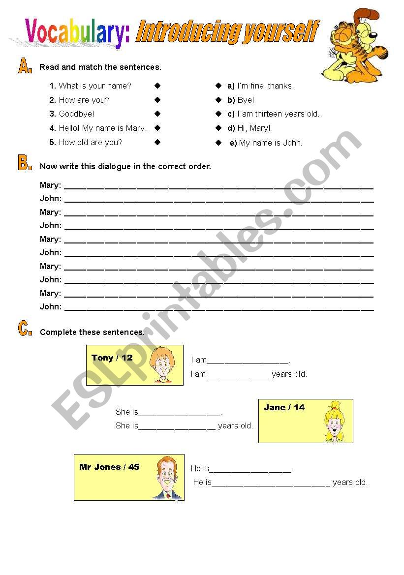 Introducing yourself worksheet