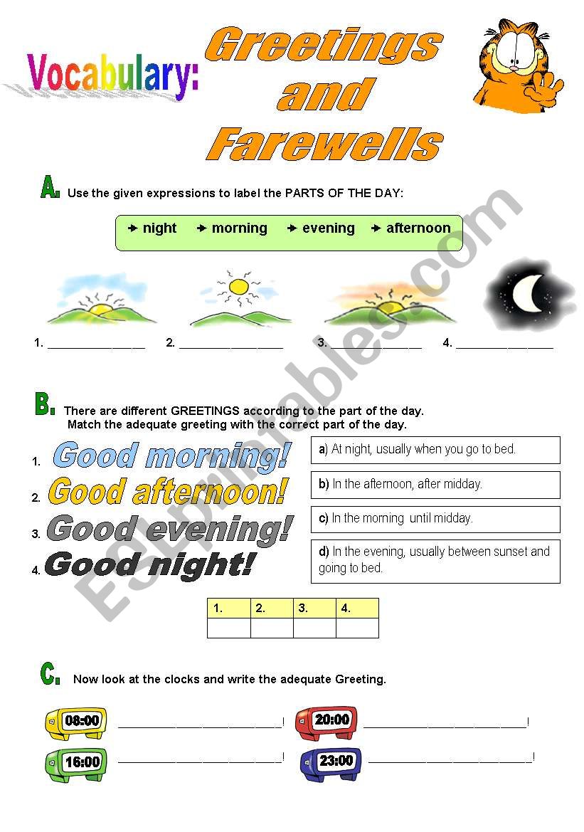 Greetings and Farewells worksheet