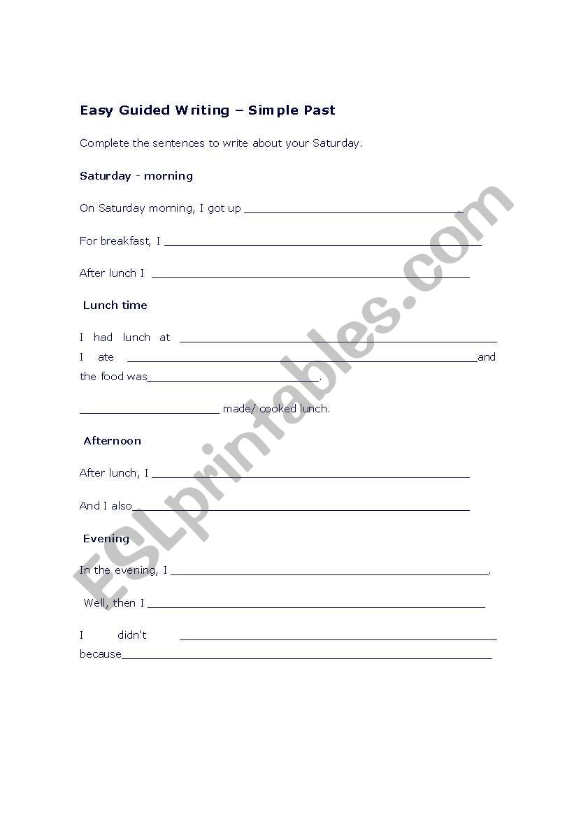 Easy guided writing worksheet