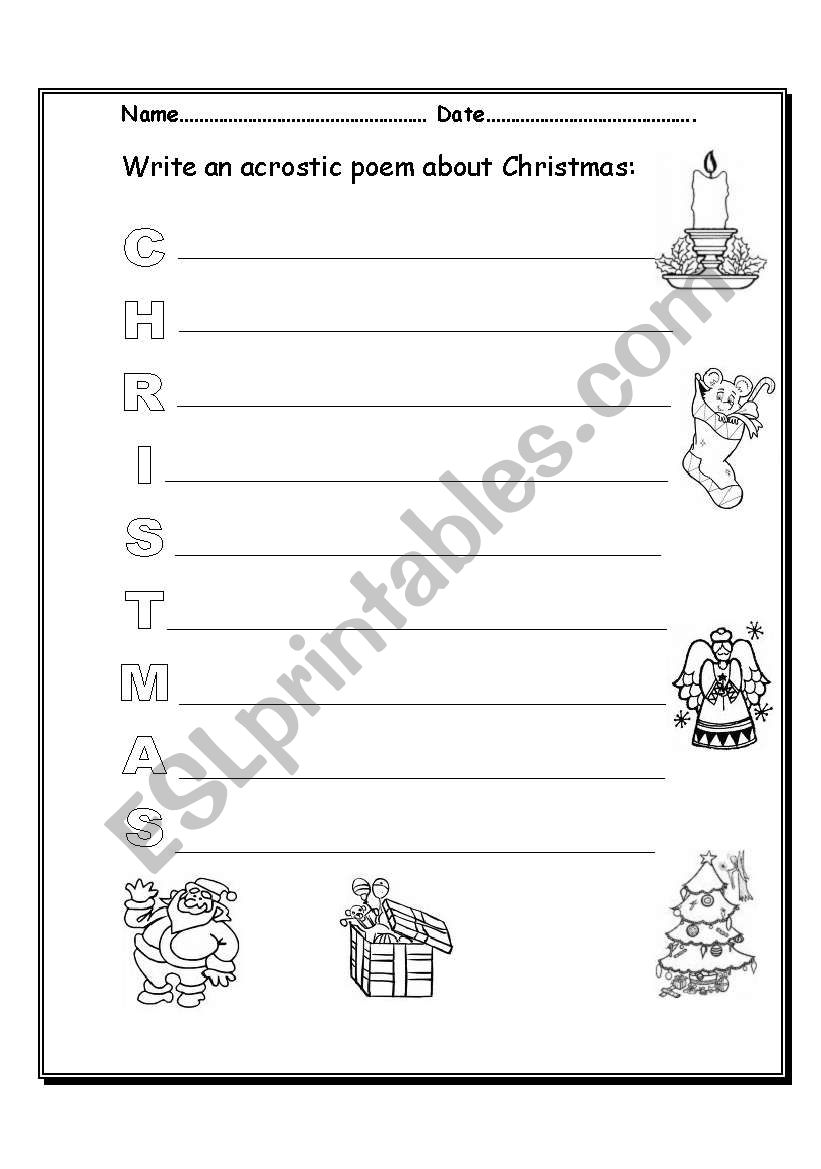 acrostic poem worksheet